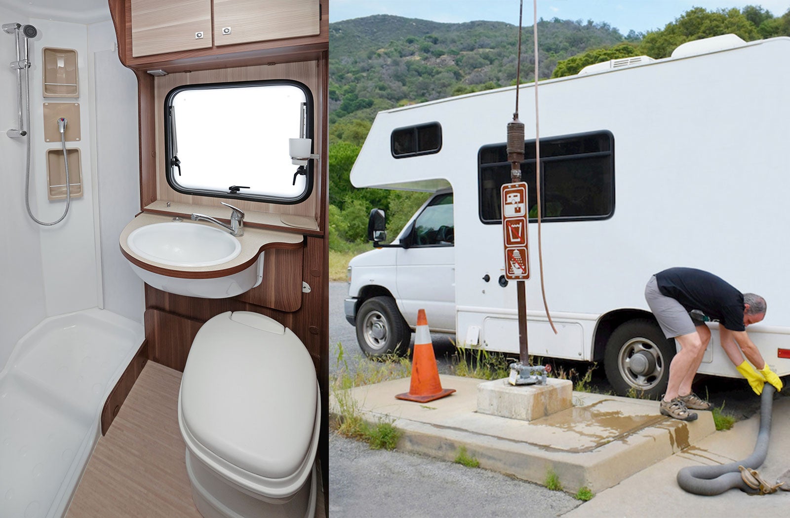 Portable RV/camper toilet and holding tank setup in Richardson, Texas